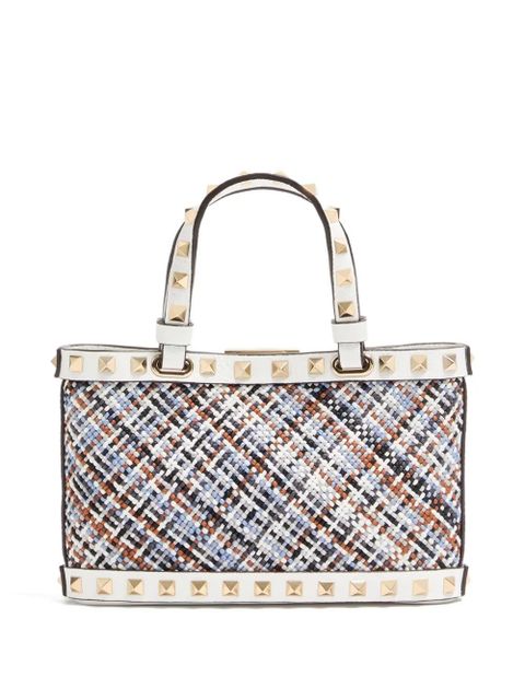 Valentino Garavani Rockstud mini shopping bag in woven fabric - White - zdjęcie produktu nr 2