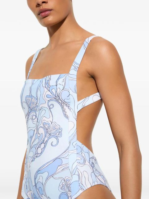 PUCCI Orchidee-print swimsuit - Blue