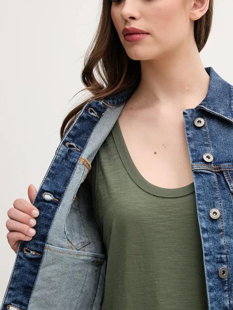 United Colors of Benetton kurtka jeansowa damska kolor niebieski przejściowa