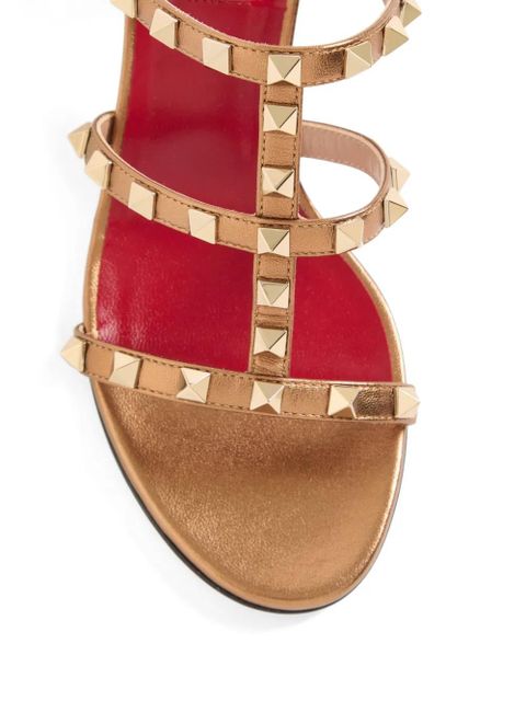 Valentino Garavani Rockstud slide sandal in laminated nappa leather 60mm - Gold