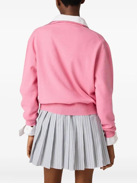 Miu Miu argyle intarsia-knit half-zip sweater - Pink