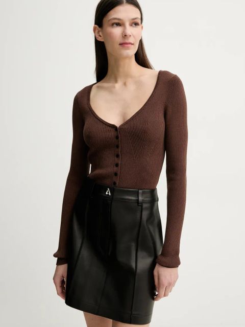 Herskind kardigan z domieszką jedwabiu Gili damski kolor brązowy 5539106