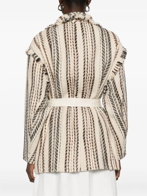 MARANT ÉTOILE Illisa striped fringed jacket - Neutrals