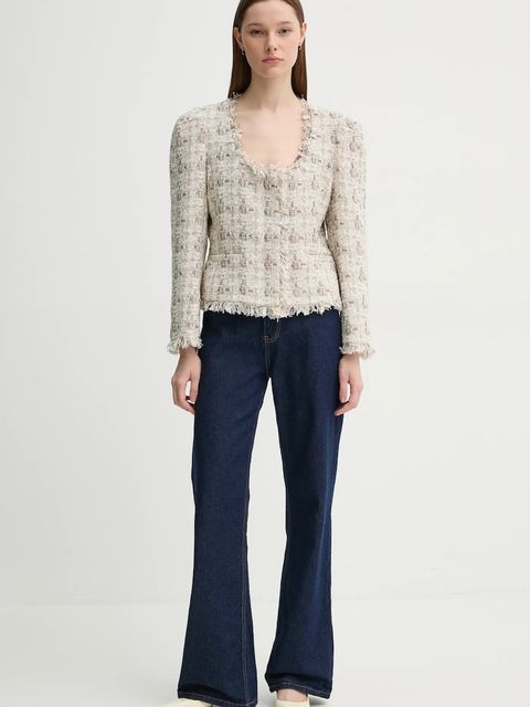 MUNTHE marynarka z domieszką wełny SABU kolor beżowy jednorzędowa wzorzysta 244151424403