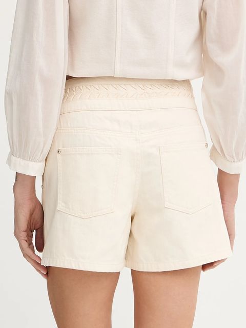 Morgan szorty jeansowe damskie kolor beżowy gładkie high waist SHOBO - zdjęcie produktu nr 2