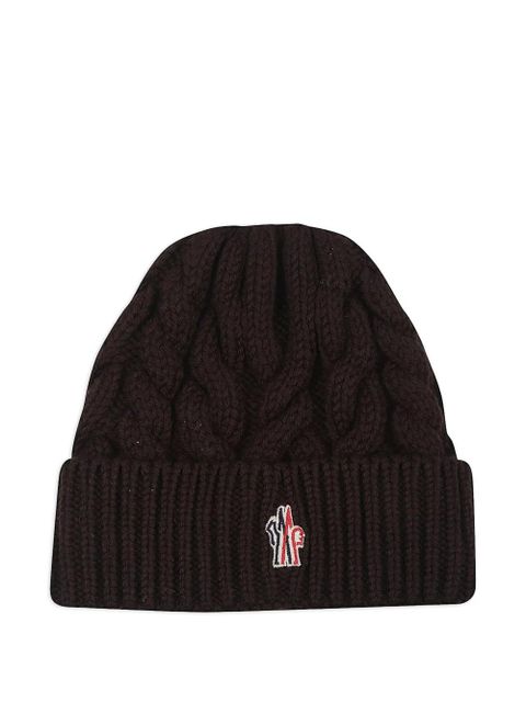 Moncler Grenoble cable-knit beanie hat - Brown - zdjęcie produktu nr 1