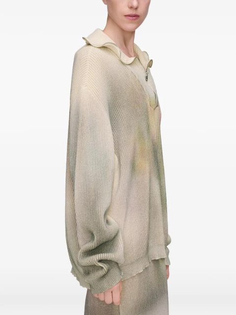 Maison Margiela floral zip knit sweater - Neutrals