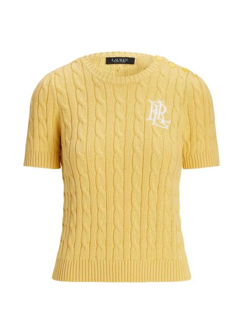 Lauren Ralph Lauren cable-knit short-sleeves top - Yellow - zdjęcie produktu nr 1