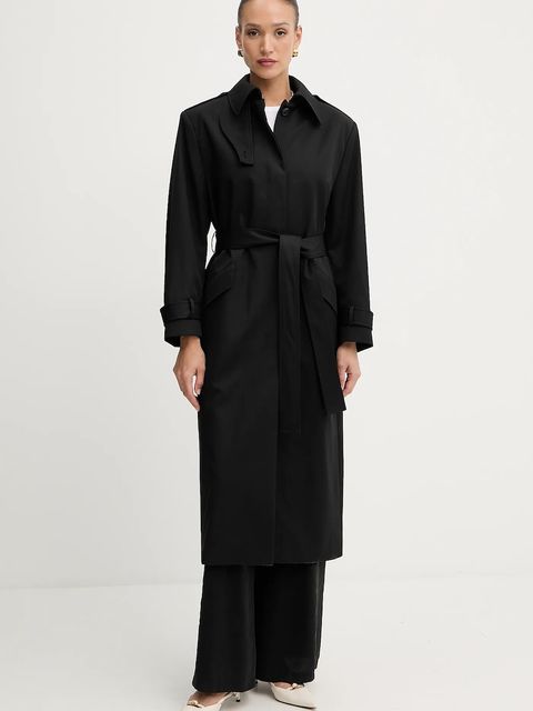 BOSS trencz wełniany damski kolor czarny przejściowy 50543198 - zdjęcie produktu nr 1