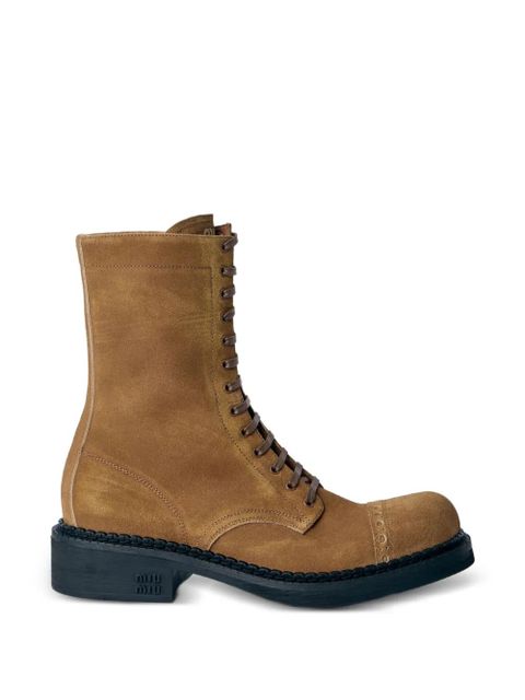 Miu Miu embossed sole lace-up boots - Brown - zdjęcie produktu nr 1