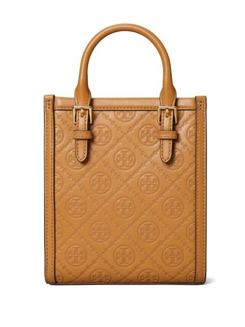 Tory Burch mini T-monogram leather tote bag - Brown
