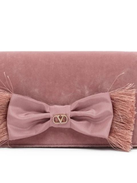 Valentino Garavani VLogo Signature bow-detail clutch bag - Pink - zdjęcie produktu nr 2