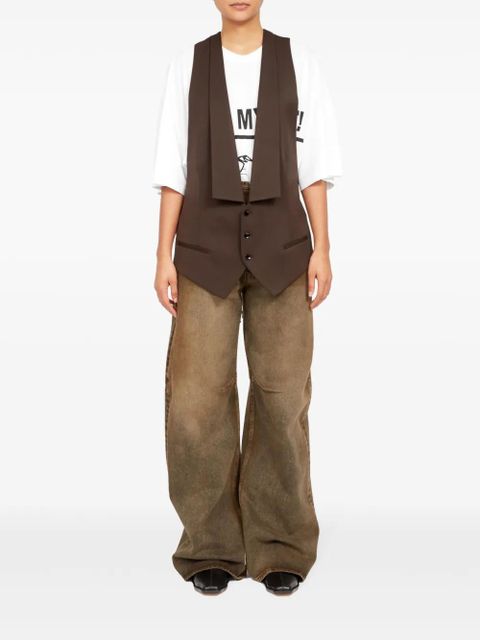 MM6 Maison Margiela panelled belted waistcoat - Brown - zdjęcie produktu nr 2