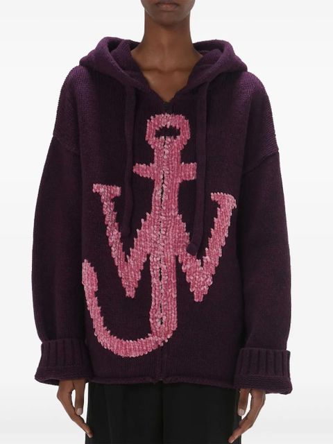 JW Anderson anchor-logo zip hoodie - Purple