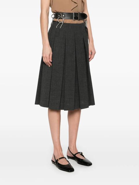 Prada virgin-wool pleated midi skirt - Grey