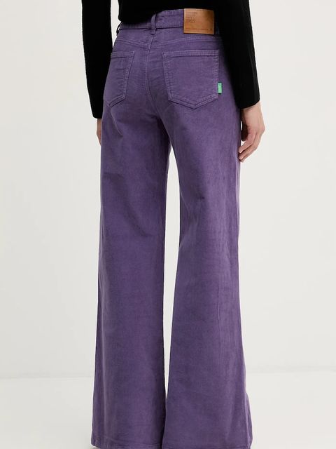 United Colors of Benetton spodnie damskie kolor fioletowy szerokie high waist 41ULDE029