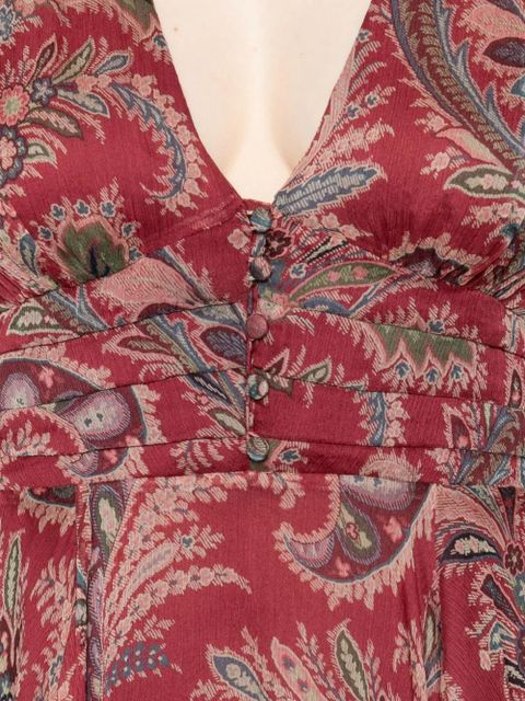 ETRO paisley-print v-neck mini dress - Red