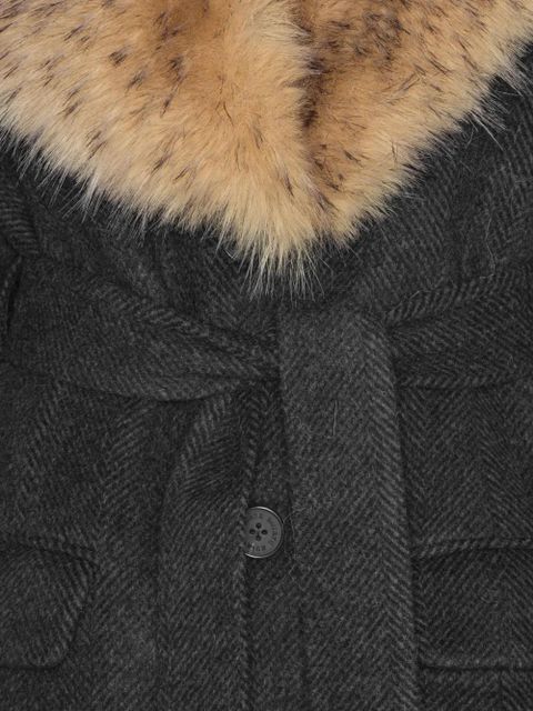 ROTATE BIRGER CHRISTENSEN single-breasted faux-fur collar coat - Grey