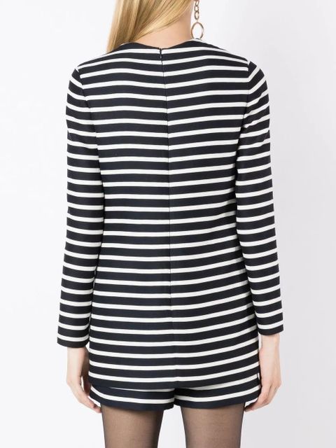 Valentino Garavani logo-plaque stripe-print playsuit - Black