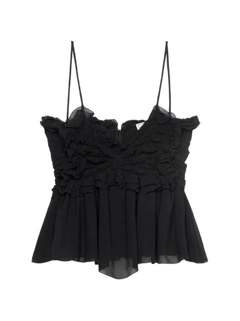 Blumarine Georgette ruffled top - Black - zdjęcie produktu nr 1