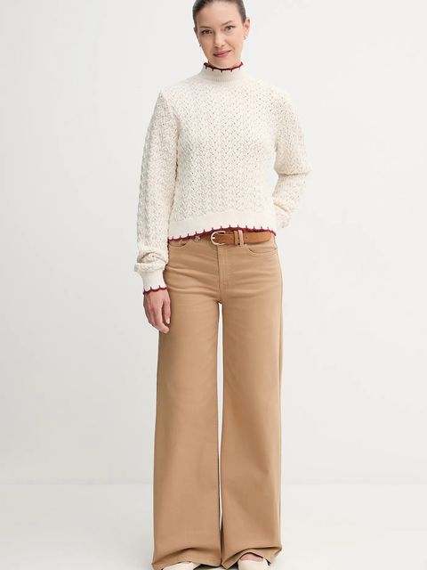 Pepe Jeans sweter damski kolor beżowy z półgolfem PL7000016