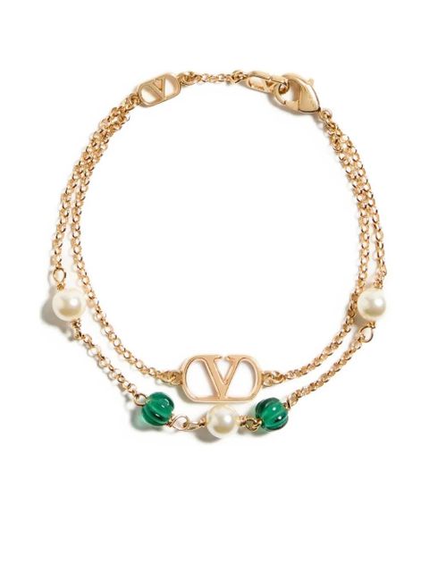 Valentino Garavani gold-tone logo bracelet - ALS GOLD/GREEN