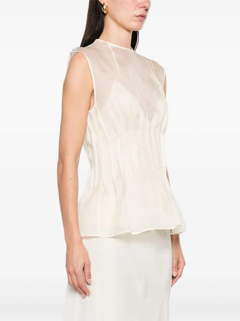 KHAITE Westin semi-sheer silk blouse - Neutrals