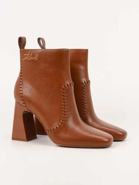 Karl Lagerfeld botki skórzane ASTRA NOVA damskie kolor brązowy na słupku KL33142 - zdjęcie produktu nr 2