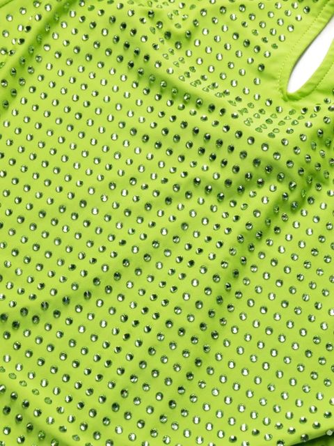 Self-Portrait Hot-Fix embellished strappy swimsuit - Green