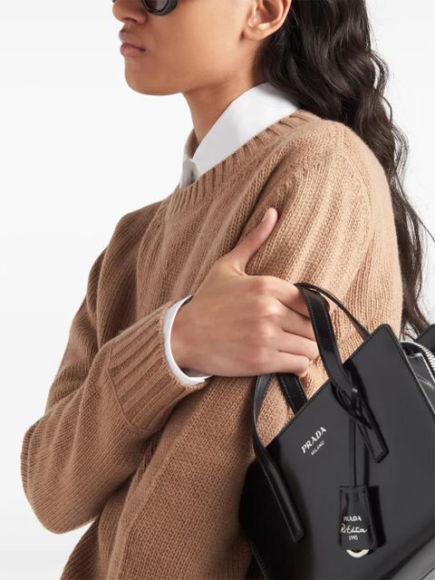 Prada logo-intarsia cashmere jumper - Brown