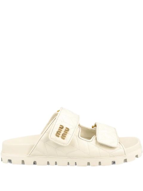 Miu Miu quilted logo sandals - Neutrals - zdjęcie produktu nr 1