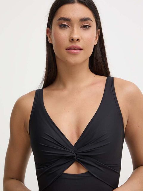 Dkny jednoczęściowy strój kąpielowy kolor czarny lekko usztywniona miseczka DI4MS518