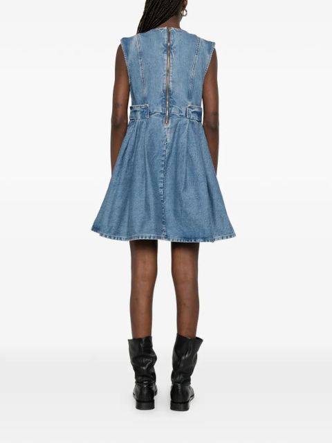 GANNI flower-appliqué sleeveless mini dress - Blue