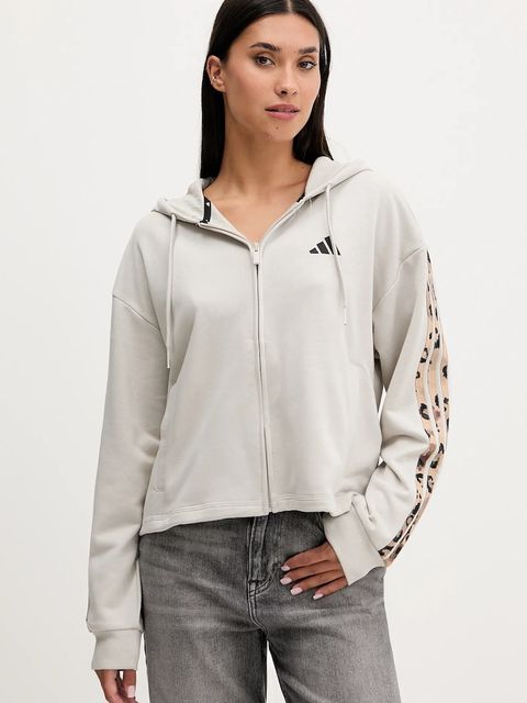 adidas bluza Animal damska kolor beżowy z kapturem z aplikacją JM1860 - zdjęcie produktu nr 1