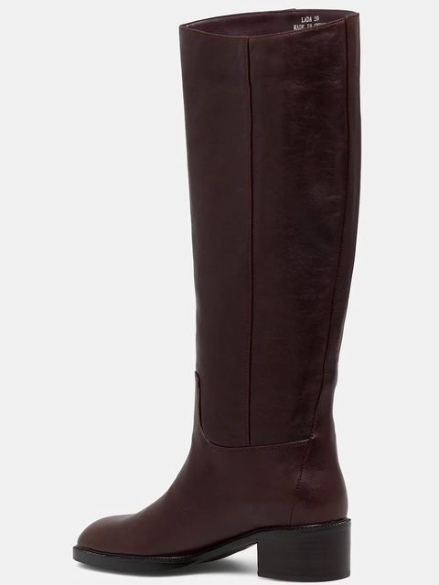 Jeffrey Campbell kozaki skórzane LADA damskie kolor bordowy na płaskim obcasie U321-N01-003