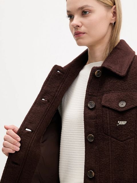 Tommy Jeans kurtka z dodatkiem wełny kolor brązowy przejściowa oversize DW0DW21662