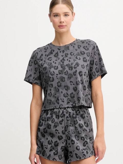 adidas Performance szorty treningowe damskie kolor szary wzorzyste high waist JN2641