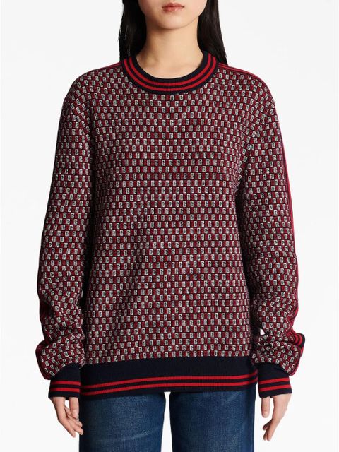 Balmain monogram check-pattern jumper - Red