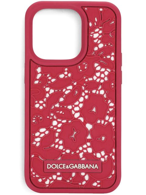 Dolce & Gabbana floral lace iPhone 14 Pro case - Pink - zdjęcie produktu nr 1