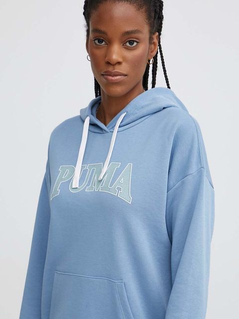 Puma bluza SQUAD damska kolor niebieski z kapturem melanżowa 677899