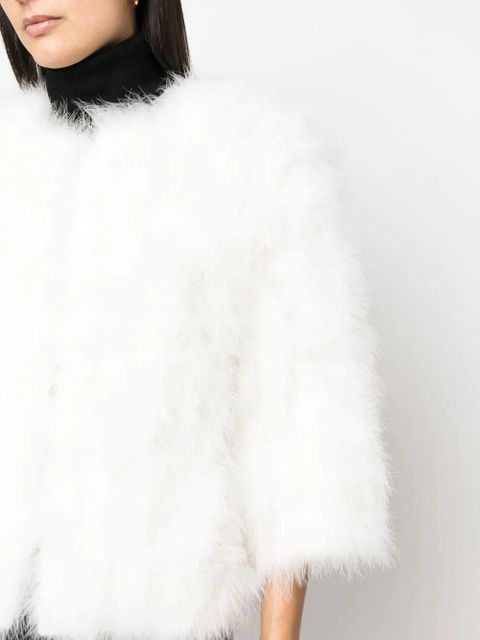 Yves Salomon feather-trim jacket - Black