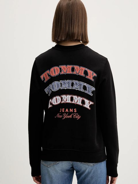 Tommy Jeans bluza bawełniana damska kolor czarny z nadrukiem DW0DW22517 - zdjęcie produktu nr 1