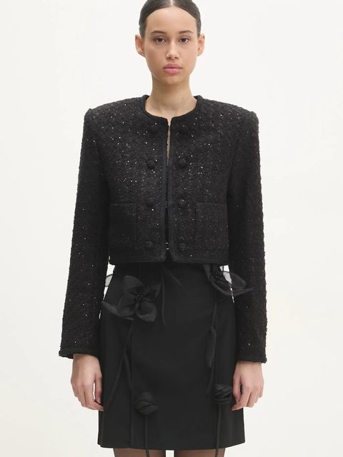 Rotate kurtka z domieszką wełny Boucle Crop - zdjęcie produktu nr 1