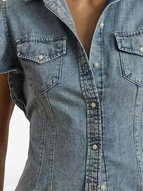 Lauren Ralph Lauren ruffle-sleeve denim blouse - Blue