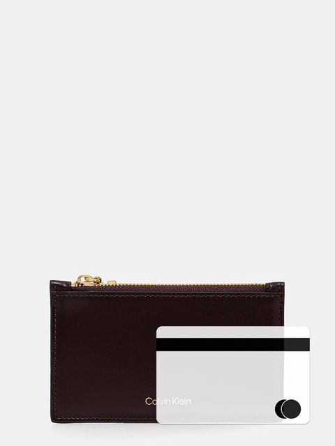 Calvin Klein portfel skórzany damski kolor bordowy LV04F1076G