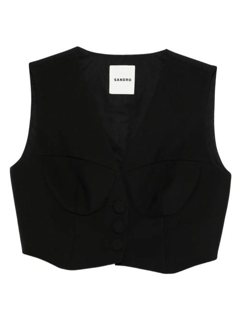 SANDRO corset V-neck waistcoat - Black - zdjęcie produktu nr 1