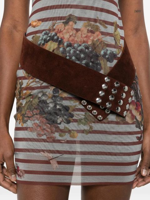 Jean Paul Gaultier striped-floral print mini dress - Grey