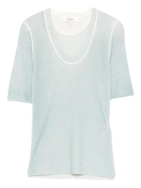 Chloé fine-knit T-shirt - Blue - zdjęcie produktu nr 1