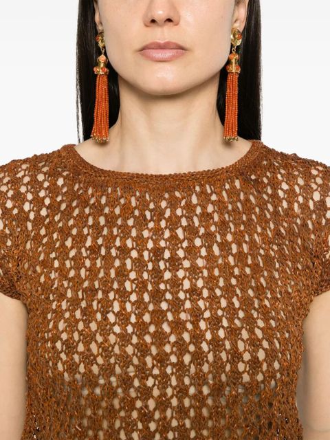 DRAGON DIFFUSION knitted leather top - Brown
