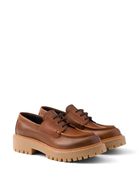 Prada 45mm lace-up leather loafers - Brown - zdjęcie produktu nr 2